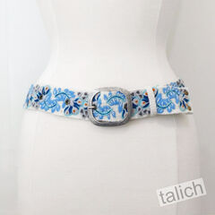 Jenny Krauss Blue Serenade Floral Embroidered Wool Belt - product images 2 of 12