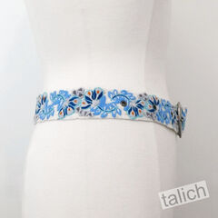Jenny Krauss Blue Serenade Floral Embroidered Wool Belt - product images 3 of 12