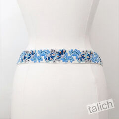Jenny Krauss Blue Serenade Floral Embroidered Wool Belt - product images 4 of 12
