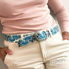 Jenny Krauss Blue Serenade Floral Embroidered Wool Belt - product images 8 of 12