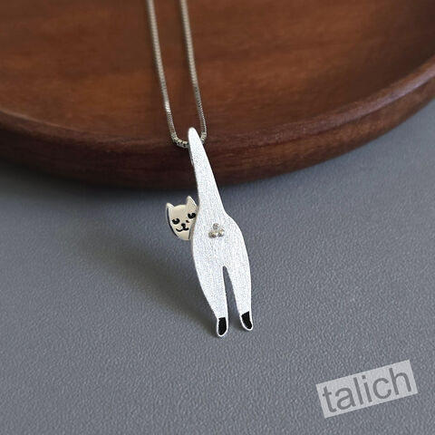 Gold,Plated,or,Sterling,Silver,Head,Turning,Male,Cat,Pendant,Necklace,Gold Plated or Sterling Silver Head Turning Male Cat Pendant Necklace