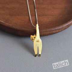 Gold Plated or Sterling Silver Head Turning Male Cat Pendant Necklace - product images 2 of 5