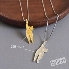 Gold Plated or Sterling Silver Head Turning Male Cat Pendant Necklace - product images 4 of 5