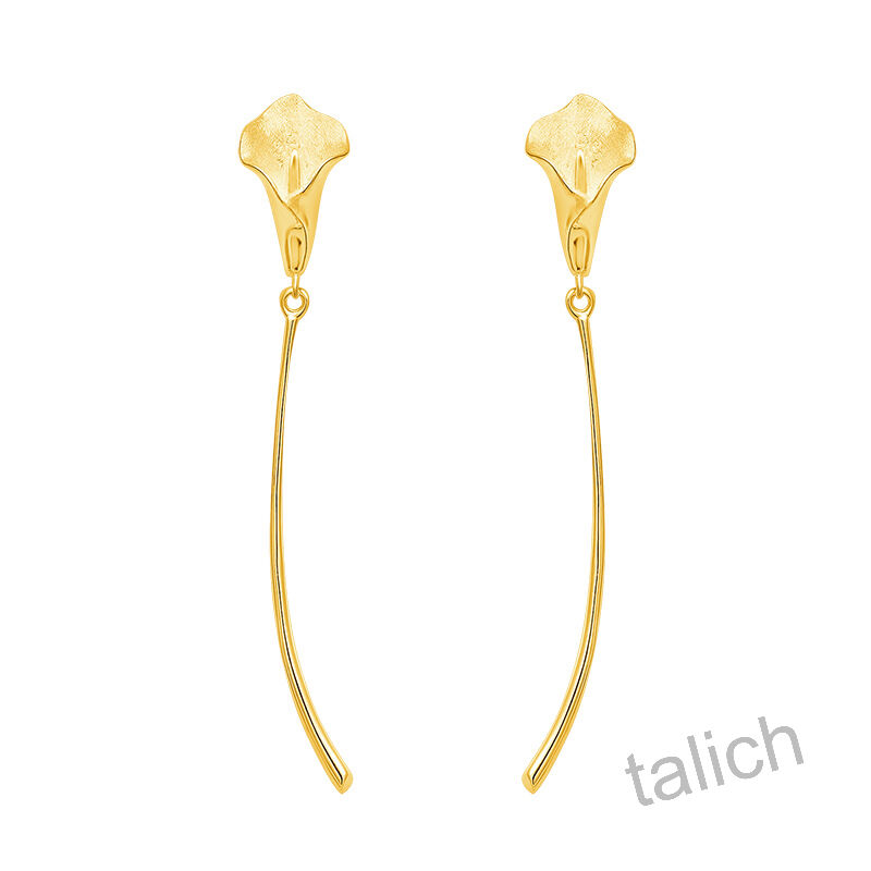 Sterling Silver Long Stem Calla Lily Flower Earrings - product image 