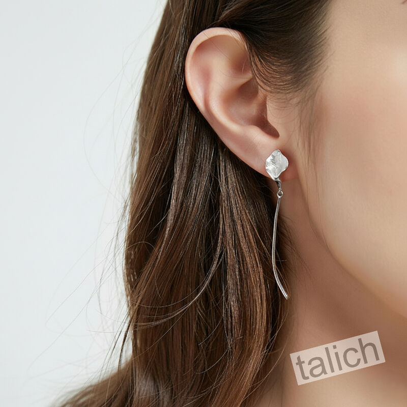 Sterling Silver Long Stem Calla Lily Flower Earrings - product image 
