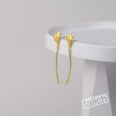 Sterling Silver Long Stem Calla Lily Flower Earrings - product images 5 of 7
