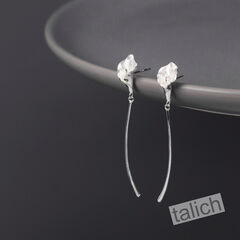 Sterling Silver Long Stem Calla Lily Flower Earrings - product images 6 of 7