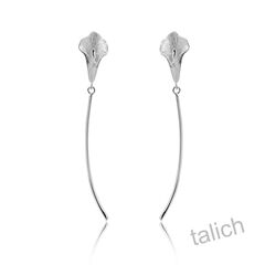 Sterling Silver Long Stem Calla Lily Flower Earrings - product images 4 of 7