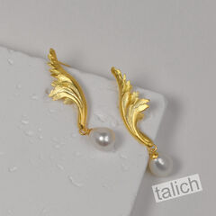 Sterling Silver Acanthus Scroll Earrings with Pearl - product images 3 of 6