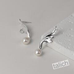Sterling Silver Acanthus Scroll Earrings with Pearl - product images 6 of 6