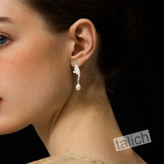 Sterling Silver Acanthus Scroll Earrings with Pearl - product images 2 of 6