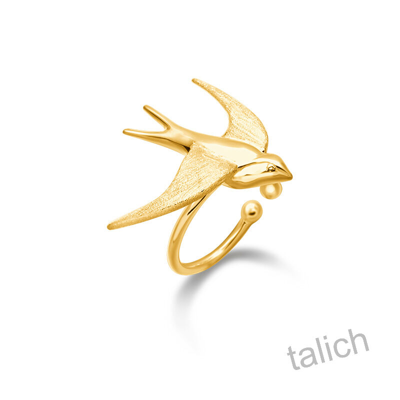 Sterling Silver Small Flying Swallow Ear Cuff Earrings - product image 