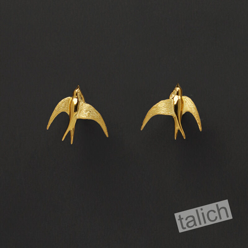 Sterling Silver Small Flying Swallow Ear Cuff Earrings - product image 
