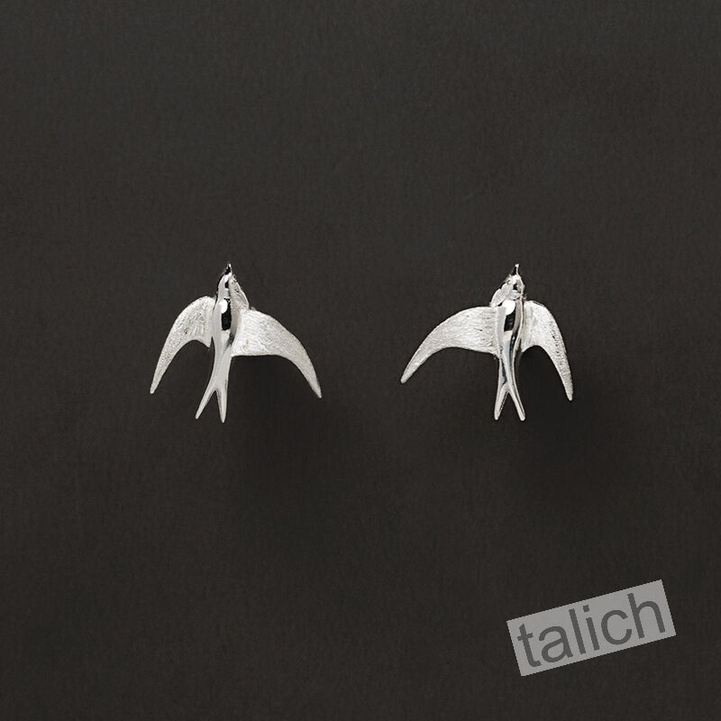 Sterling Silver Small Flying Swallow Ear Cuff Earrings - product image 