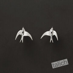 Sterling Silver Small Flying Swallow Ear Cuff Earrings - product images 6 of 6