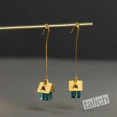 Gold Plated or Sterling Silver Little House Long Threader Earrings  - product images 2 of 11