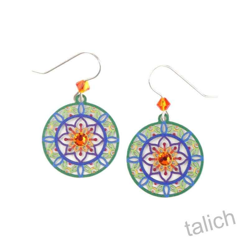 Adajio Earrings - Mandala in Green, Blue, and Orange - product image 