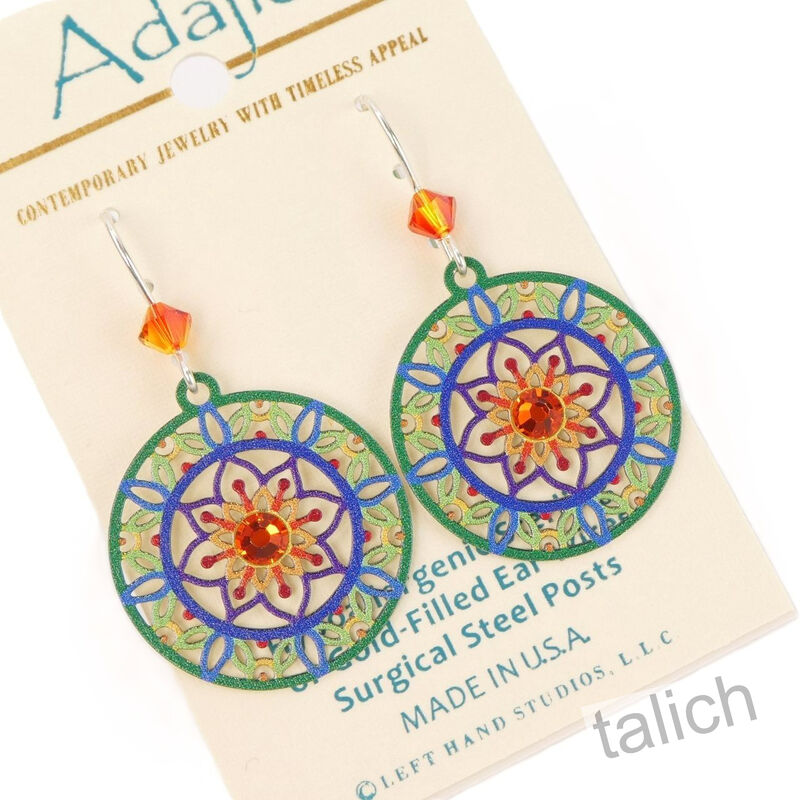 Adajio Earrings - Mandala in Green, Blue, and Orange - product image 