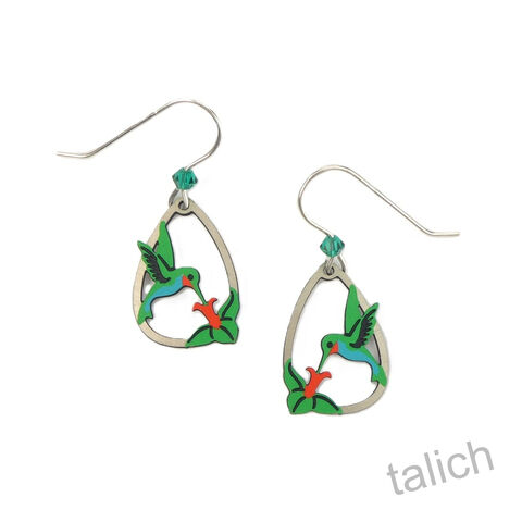 Sienna,Sky,Earrings,-,Fiery-Throated,Hummingbird,with,Flower,Sienna Sky Earrings, Adajio earrings Sienna Sky, Fiery-Throated Hummingbird with Flower Earrings