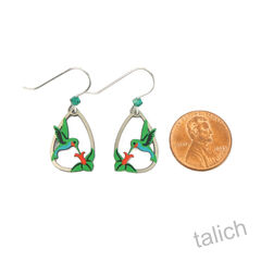 Sienna Sky Earrings - Fiery-Throated Hummingbird with Flower - product images 4 of 4