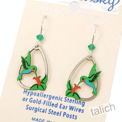 Sienna Sky Earrings - Fiery-Throated Hummingbird with Flower - product images 3 of 4