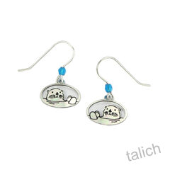 Sienna Sky Earrings - Sea Otter in Oval Frame - product images 1 of 4
