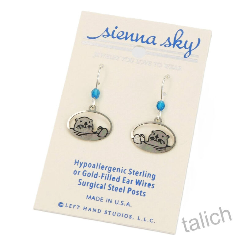 Sienna Sky Earrings - Sea Otter in Oval Frame - product image 