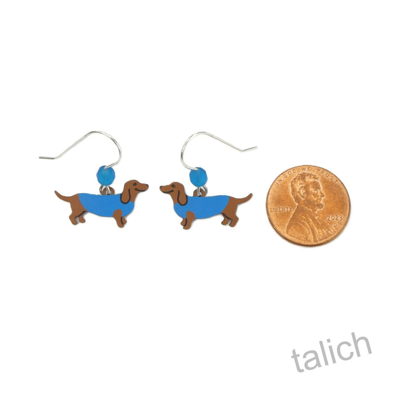 Sienna Sky Earrings - Dachshund in Blue Sweater - product image 