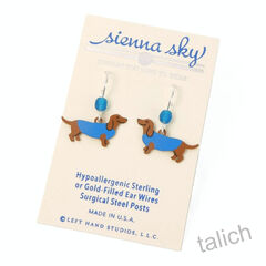 Sienna Sky Earrings - Dachshund in Blue Sweater - product images 2 of 4