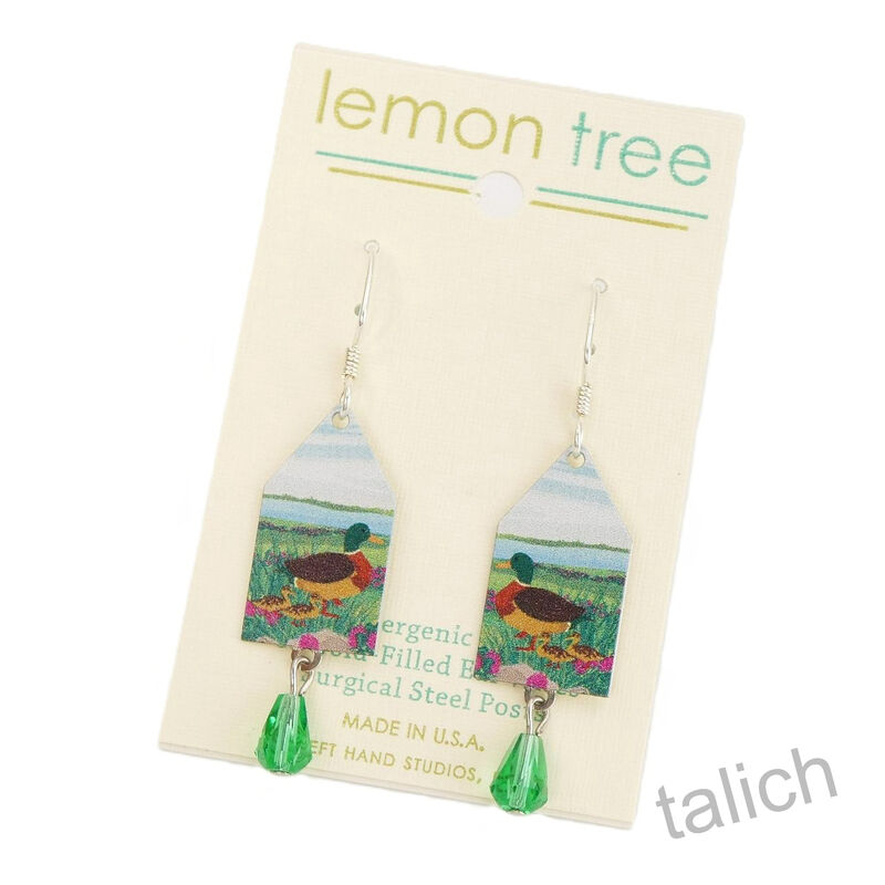 Lemon Tree - Duck Family House Shaped Earrings with Bead - product image 