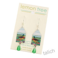 Lemon Tree - Duck Family House Shaped Earrings with Bead - product images 2 of 4