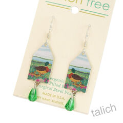 Lemon Tree - Duck Family House Shaped Earrings with Bead - product images 3 of 4