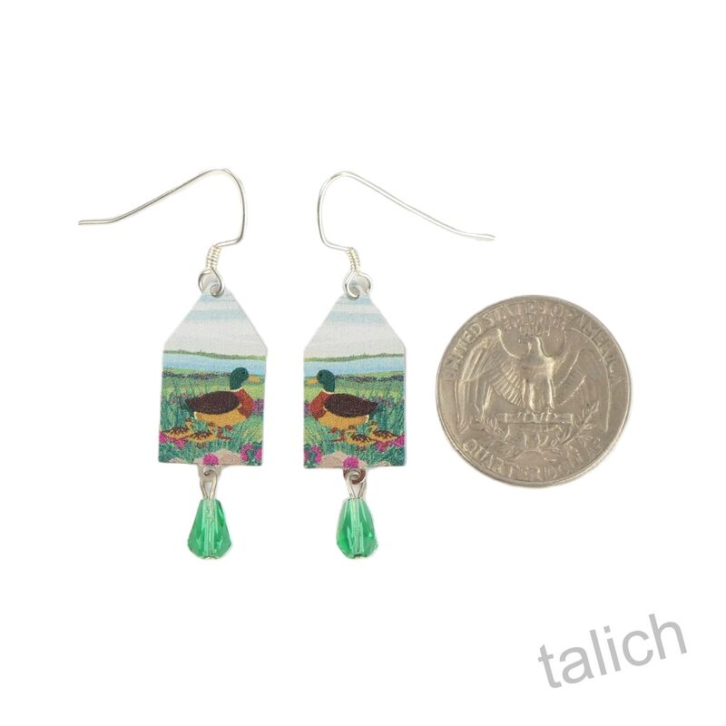 Lemon Tree - Duck Family House Shaped Earrings with Bead - product image 
