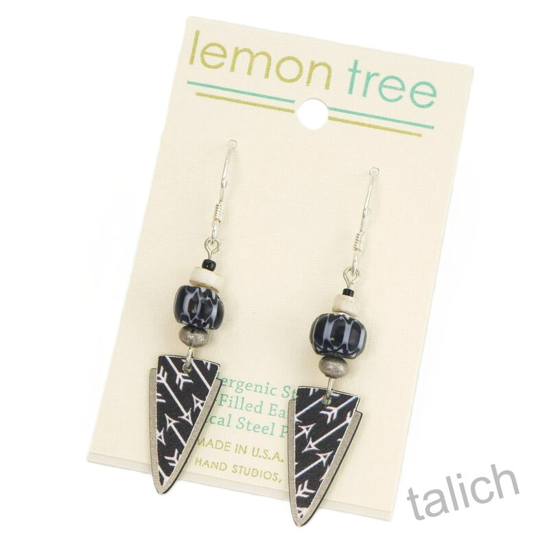 Lemon Tree - Black And White Arrow Drop Earrings - product image 