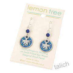 Lemon Tree - Blue Art Print Small Disc Earrings with Star Charm - product images 2 of 4