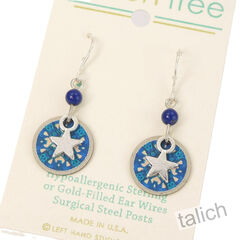 Lemon Tree - Blue Art Print Small Disc Earrings with Star Charm - product images 3 of 4