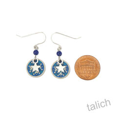 Lemon Tree - Blue Art Print Small Disc Earrings with Star Charm - product images 4 of 4