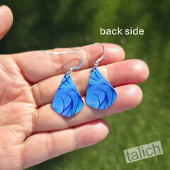 DC Designs - Blue Waves Abstract Art Print Teardrop Earrings Sterling Silver Hook - product images 3 of 4