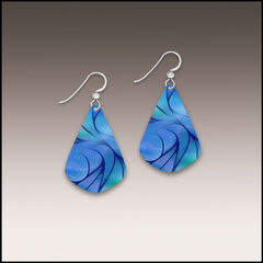 DC Designs - Blue Waves Abstract Art Print Teardrop Earrings Sterling Silver Hook - product images 1 of 4