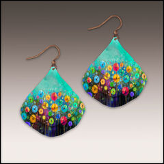 DC Designs - Watercolor Meadow Flowers Layered Wide Teardrop Earrings 27NGE - product images 1 of 4