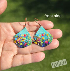 DC Designs - Watercolor Meadow Flowers Layered Wide Teardrop Earrings 27NGE - product images 2 of 4