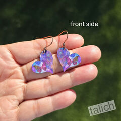 DC Designs - Purple Butterfly Pattern Sideways Heart Drop Earrings - product images 2 of 4