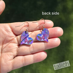 DC Designs - Purple Butterfly Pattern Sideways Heart Drop Earrings - product images 3 of 4