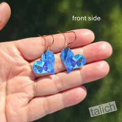 DC Designs - Blue Butterfly Pattern Sideways Heart Drop Earrings - product images 2 of 4