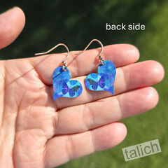 DC Designs - Blue Butterfly Pattern Sideways Heart Drop Earrings - product images 3 of 4