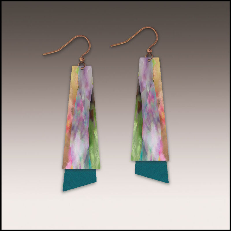 DC Designs - Multicolor Abstract Art Layered Long Copper Drop Earrings 3NTE - product image 