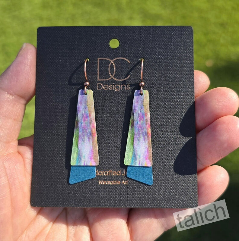 DC Designs - Multicolor Abstract Art Layered Long Copper Drop Earrings 3NTE - product image 