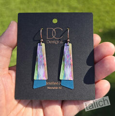 DC Designs - Multicolor Abstract Art Layered Long Copper Drop Earrings 3NTE - product images 4 of 4