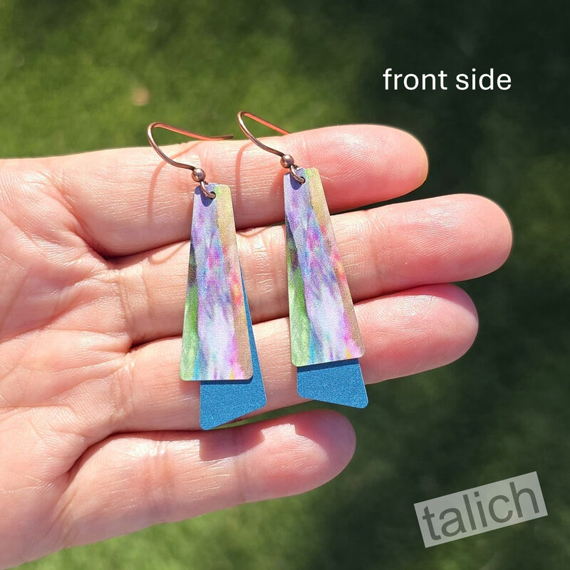 DC Designs - Multicolor Abstract Art Layered Long Copper Drop Earrings 3NTE - product image 