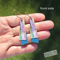 DC Designs - Multicolor Abstract Art Layered Long Copper Drop Earrings 3NTE - product images 2 of 4